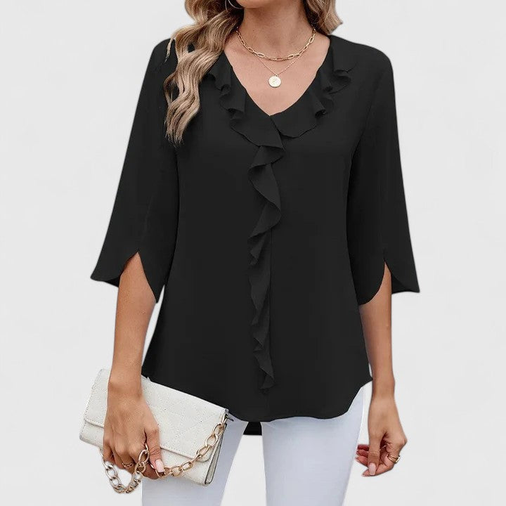 Elegant women's party top. Chic long-sleeve blouse for a sophisticated night out or special occasion.