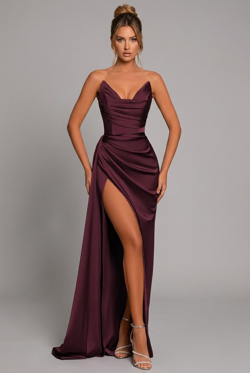 Elegant women's maxi dress, perfect for formal wedding guests or special occasions. Sophisticated evening gown.