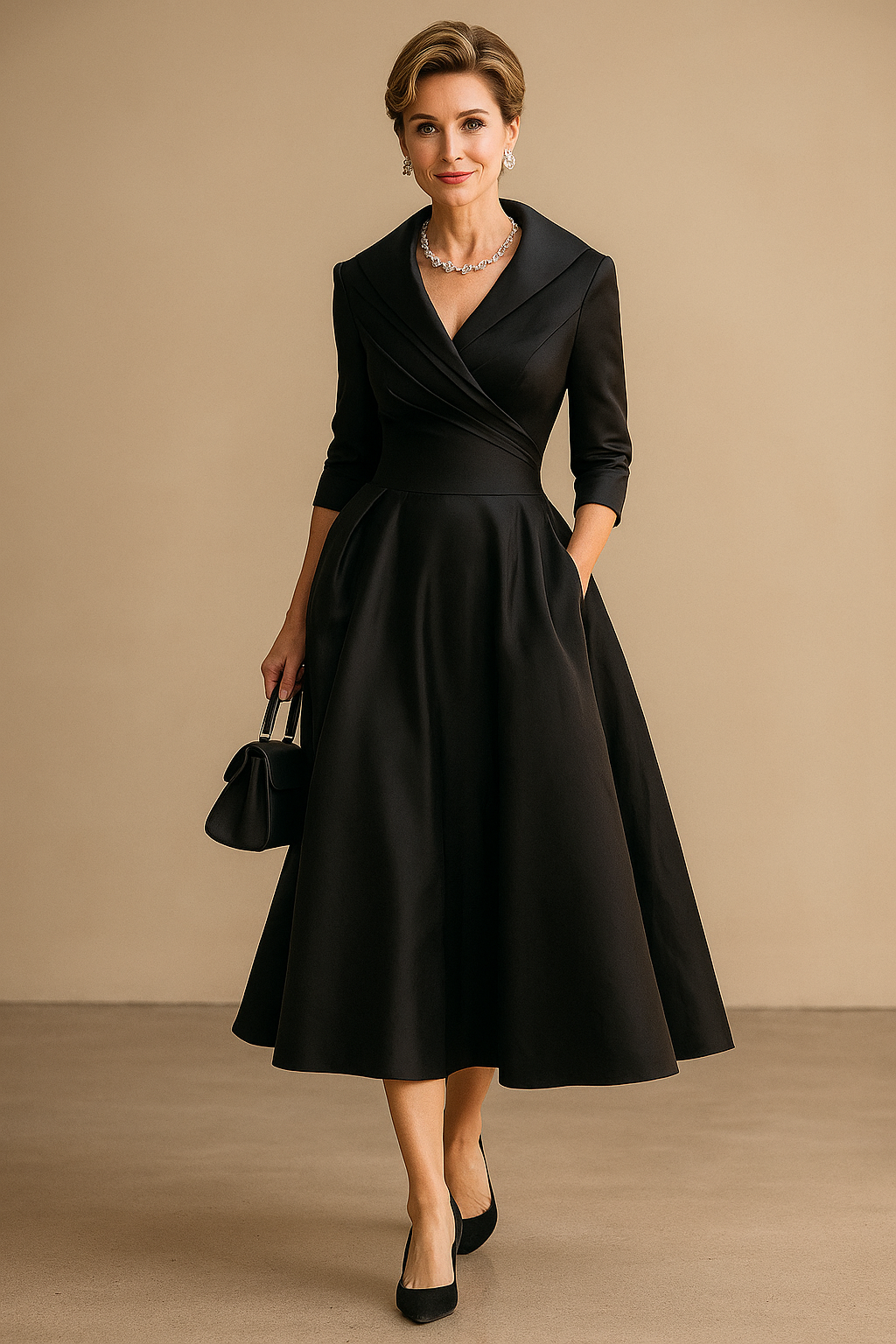 Elegant women's midi dress for special occasions, perfect for parties, evening events, or formal wear.