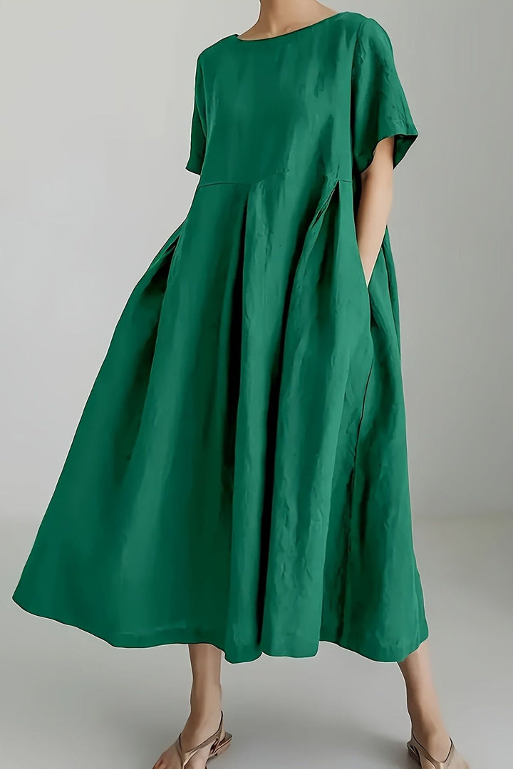 Sophisticated army green midi dress for women, elegant occasion wear, perfect for parties & cocktail events.