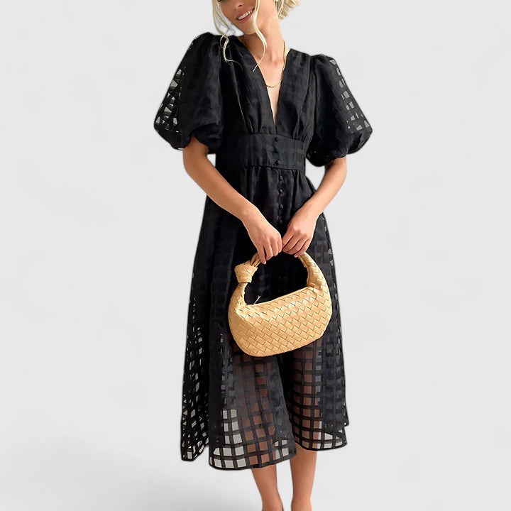 Elegant women's midi dress, perfect for versatile fashion, day to night wear. Chic & flattering for any occasion.