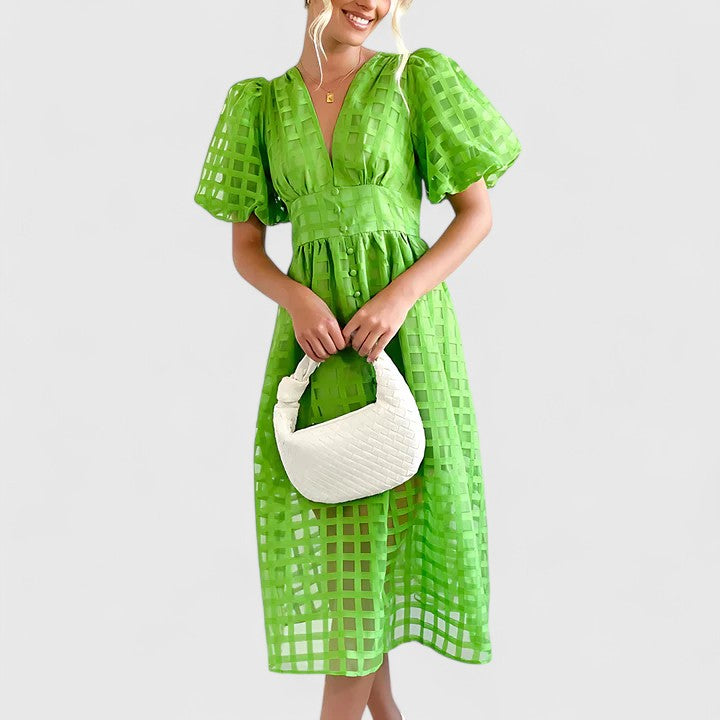 Versatile women's elegant midi dress, suitable for day to night fashion. A chic party & summer dress.