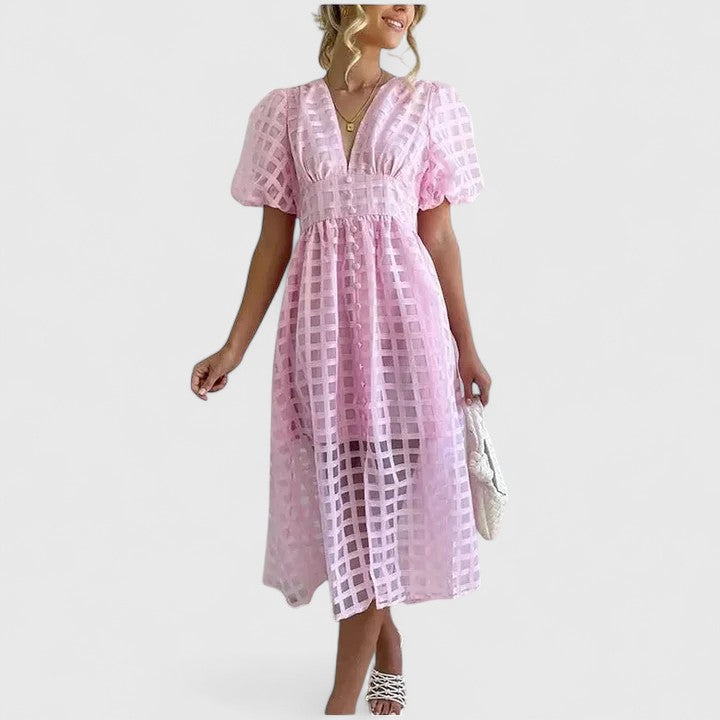 Beautiful women's midi dress, embodying chic style & versatile elegance. Ideal for parties & summer.
