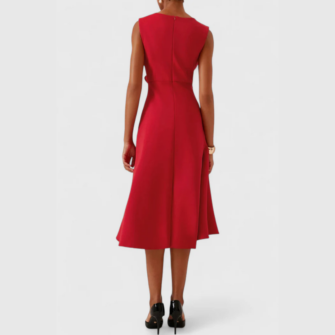 Women's graceful ruffle hem wrap midi dress, perfect for outdoor summer parties and events.