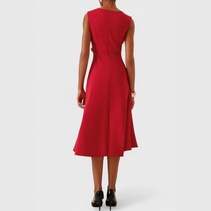 Women's graceful ruffle hem wrap midi dress, perfect for outdoor summer parties and events.