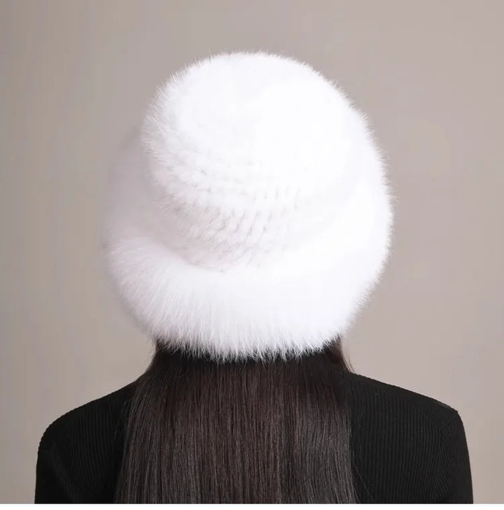 Fashionable women's cold weather hat, a blend of rich mink and stylish fox fur for warmth