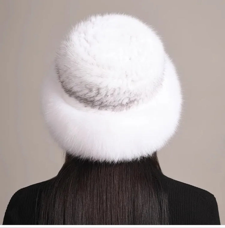 Exquisite women's mink and fox fur hat, a must-have luxury accessory for winter wardrobes