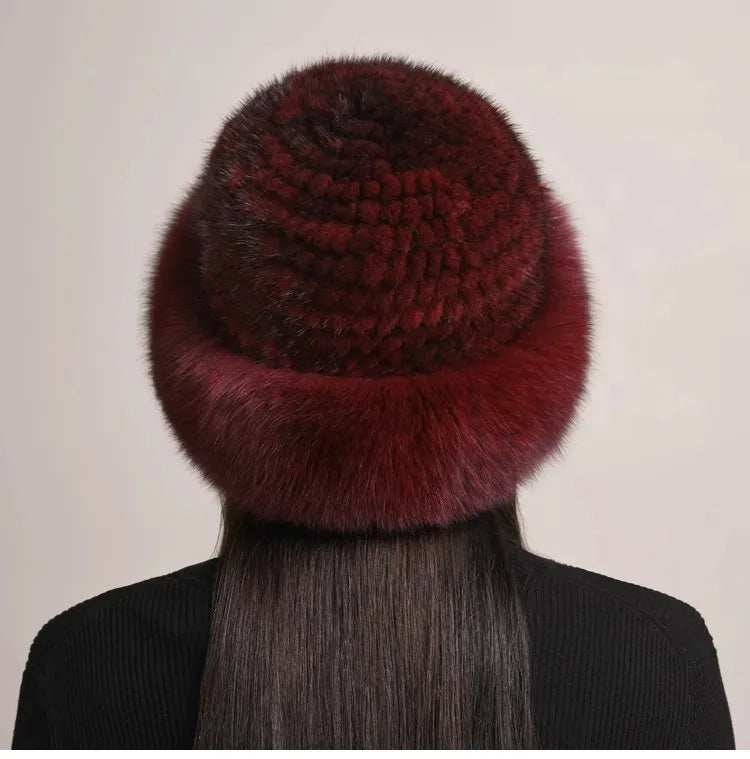 Premium women's fur hat, combining the softness of mink with the flair of fox fur for winter