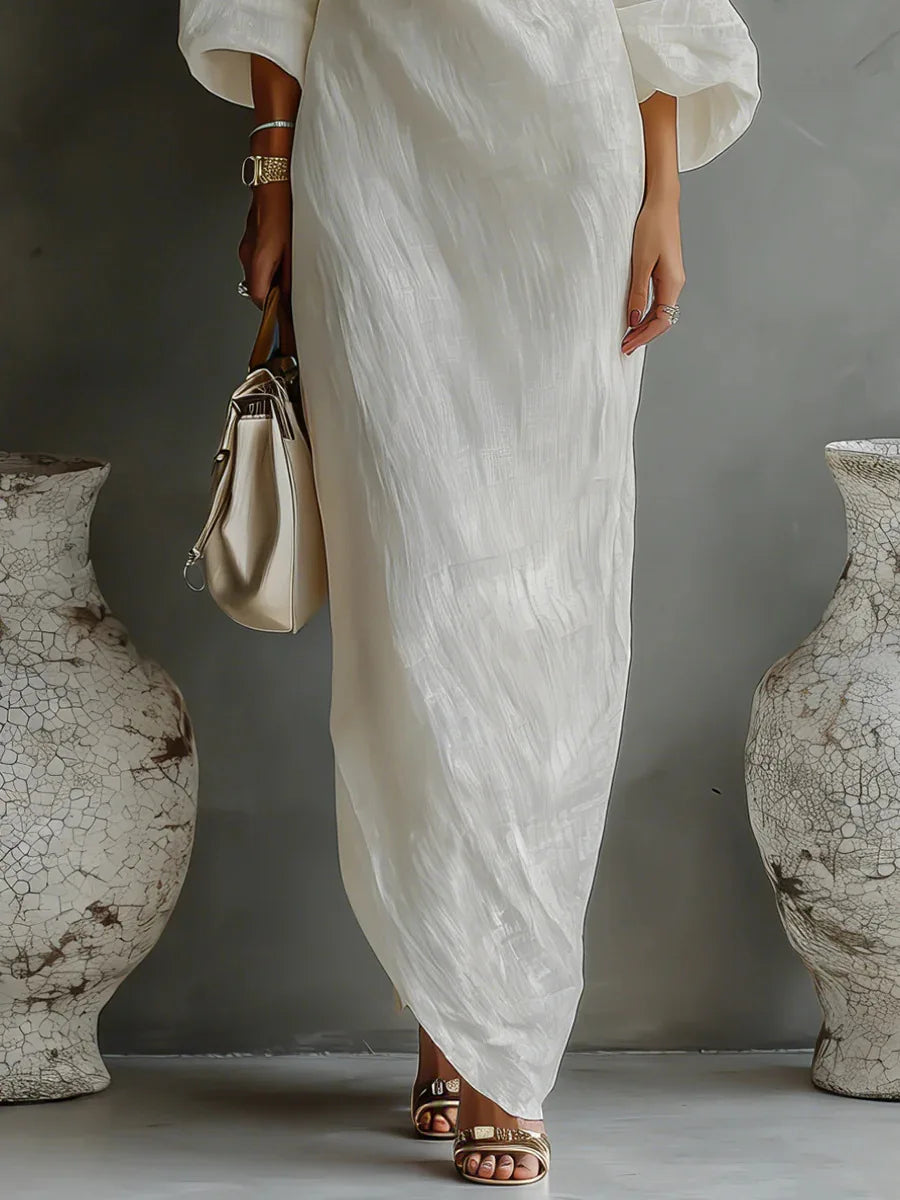 Relaxed fit women's elegant one-shoulder asymmetrical dress, great for casual or party wear.