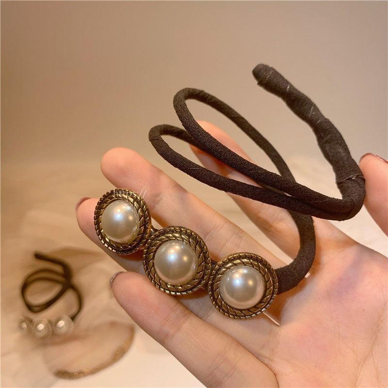 Pearl bun maker headband for women, a chic hair accessory for updos