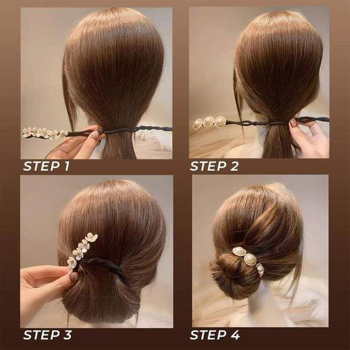 Stylish women's hair accessory, a pearl-embellished bun maker headband