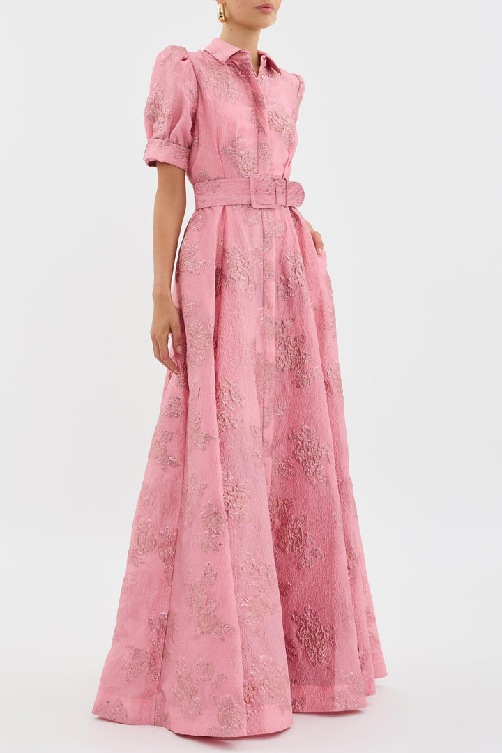 Beautiful pink maxi dress for women, a graceful choice for formal occasions and wedding guest attire.