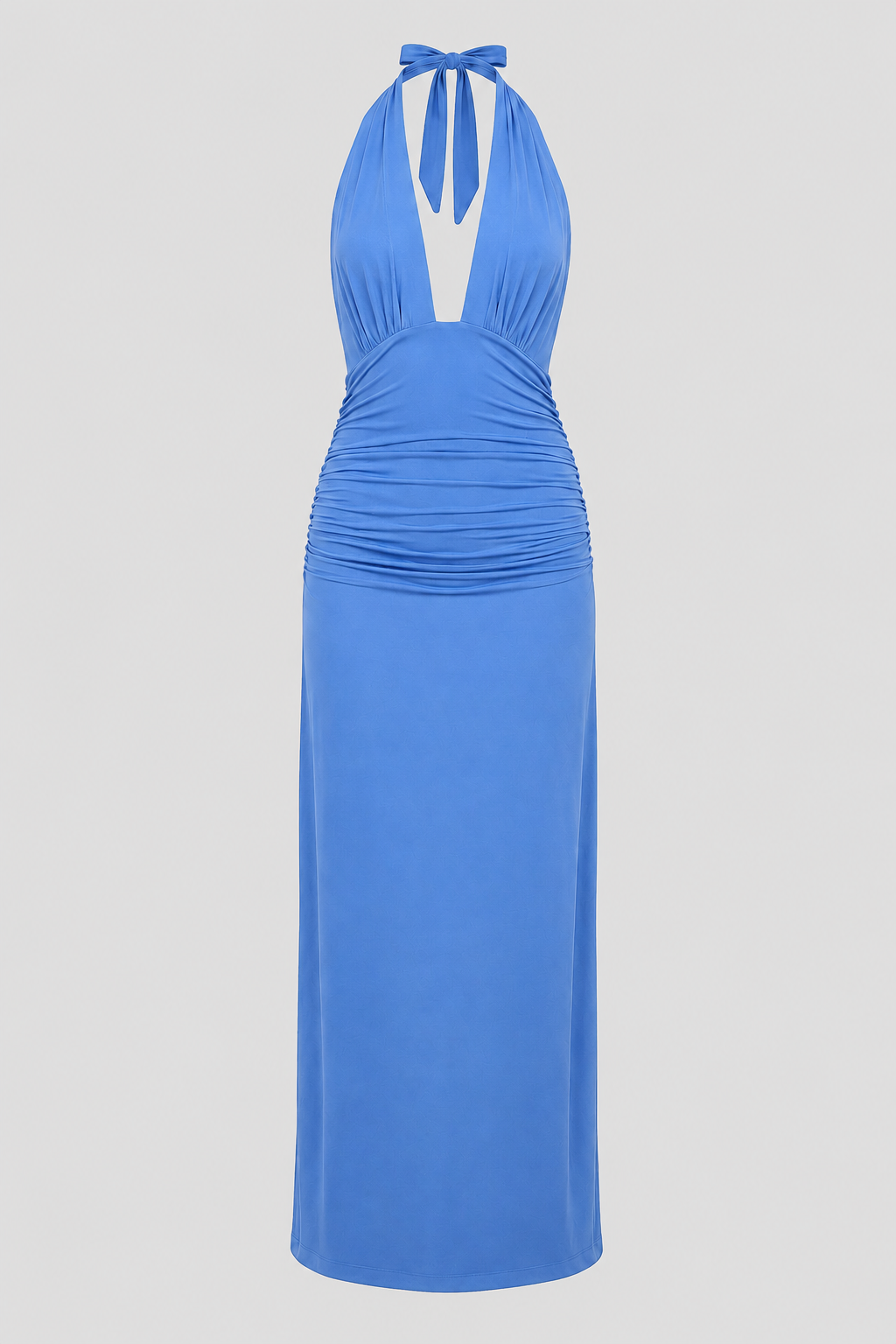 Flattering women's plunge halter maxi dress, an elegant choice for any party or formal event.