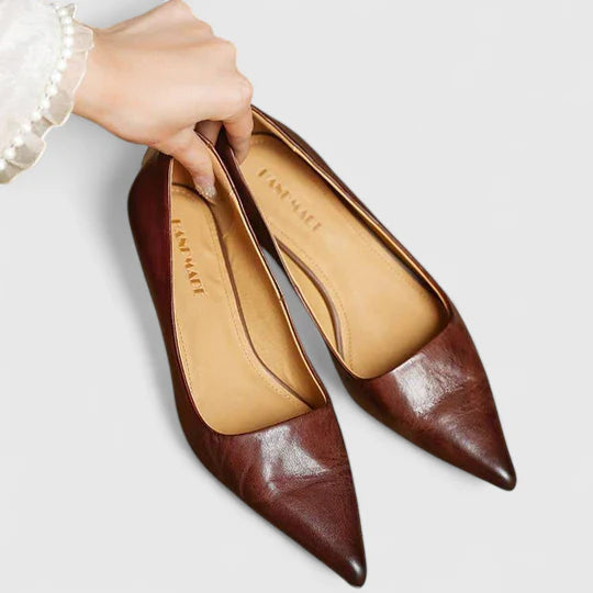 Elegant women's pointed toe kitten heel dress shoes, perfect for office or evening wear, offering comfort & style.