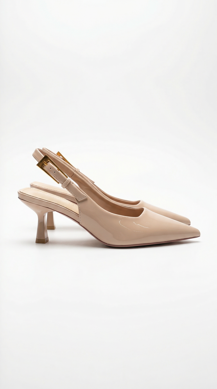 Fashionable pointed toe kitten heel slingback pumps, comfortable & chic women's dress shoes for formal wear.