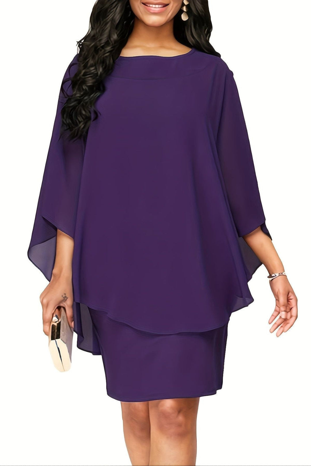 Chic women's patterned midi length dress, relaxed for comfort, a flattering and elegant choice for summer fashion.