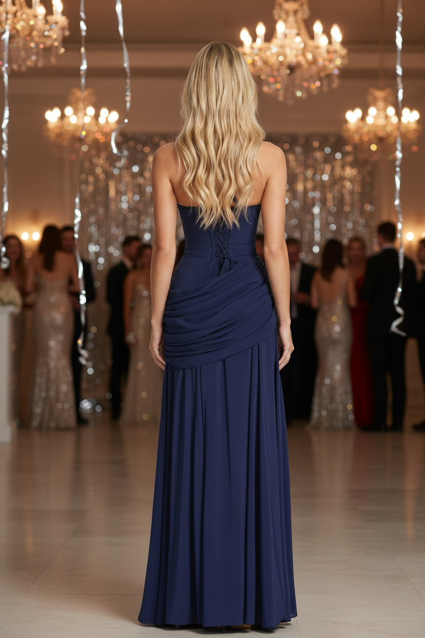 Versatile ruched maxi dress for women. Stylish and flattering long dress, perfect for vacation or elegant casual wear.