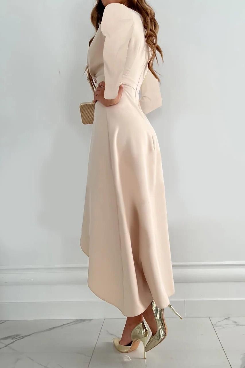 Chic women's long sleeve ruffle wrap midi dress, ideal for parties, evening wear, or special occasions.