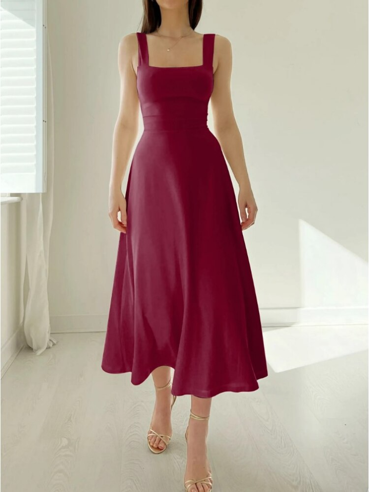 Summer women's sleeveless A-line midi dress. Elegant yet casual, perfect for warm weather and versatile styling.