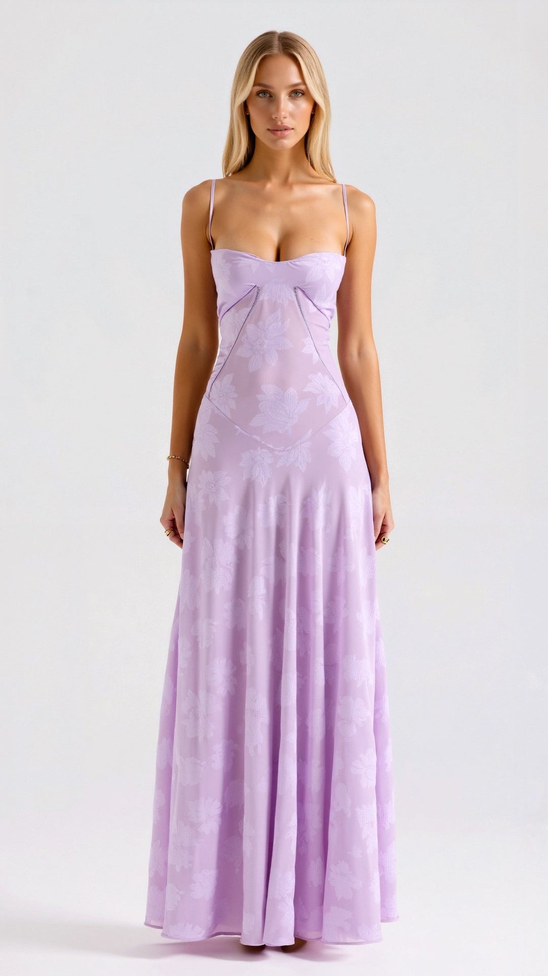 Women's formal evening wear slip maxi dress, featuring a sophisticated silhouette