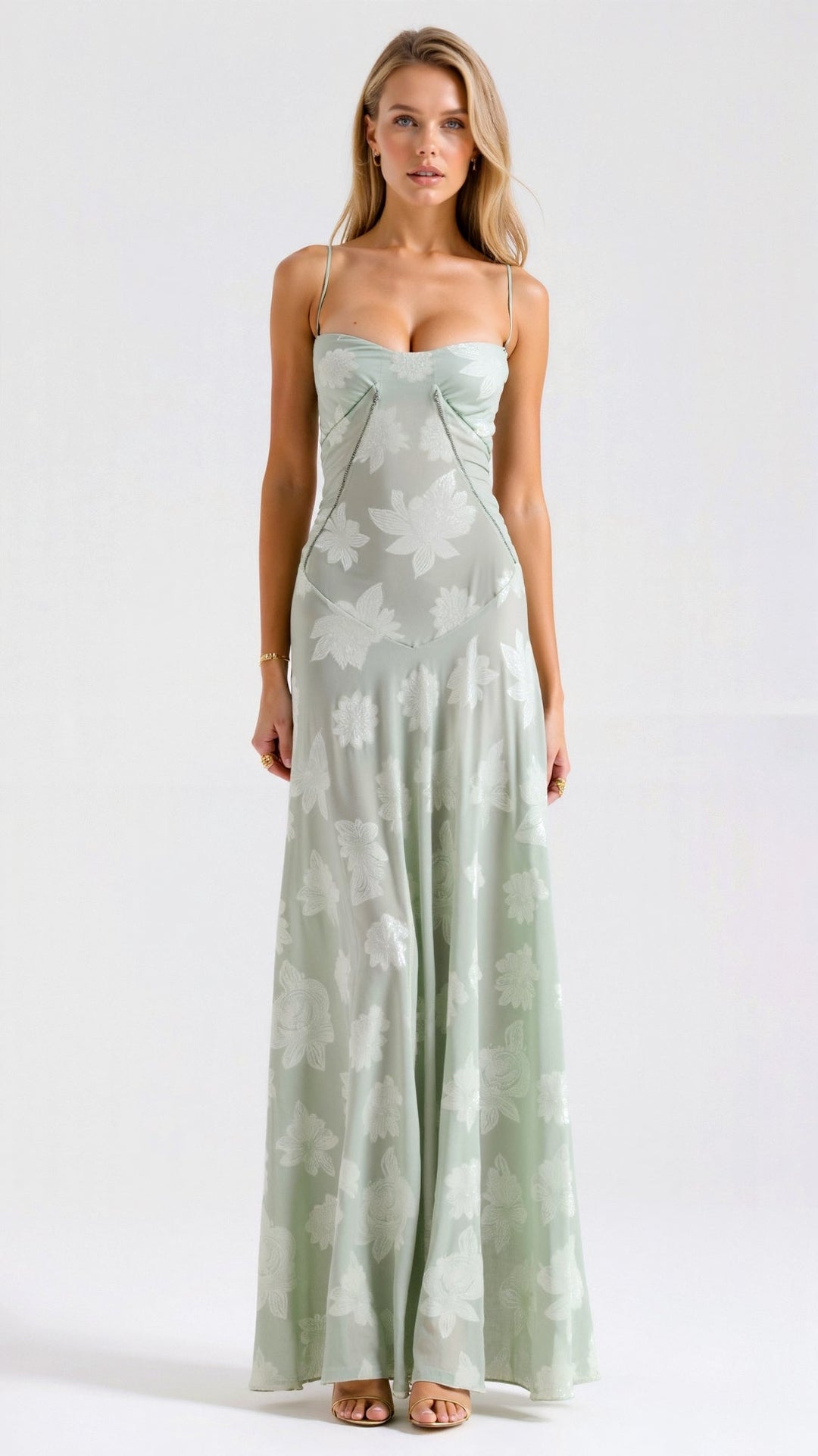 Women's evening bustier maxi dress, a sophisticated and elegant formal outfit for weddings