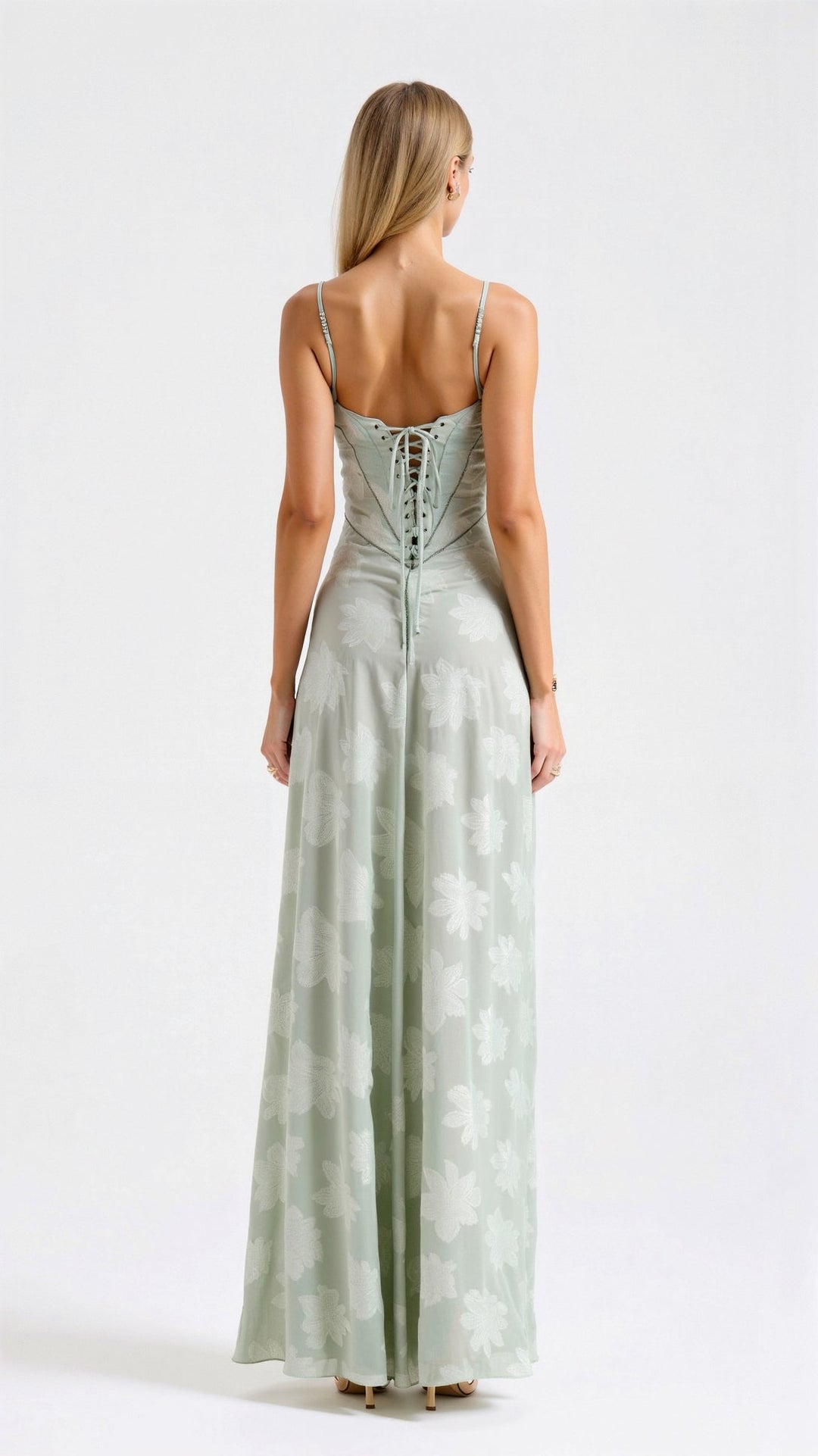 Formal elegant bustier maxi dress for women, suitable for wedding guest attire and special occasions