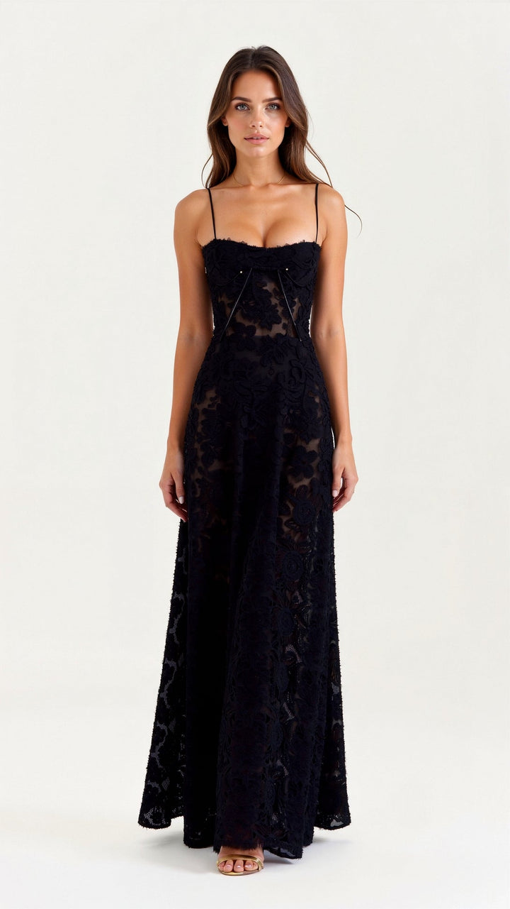Maxi bustier dress for women, offering an elegant & formal look perfect for a wedding guest