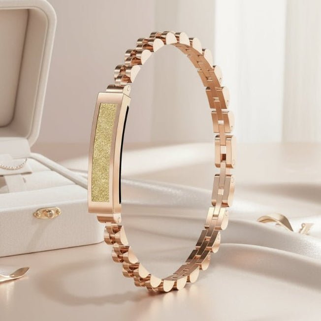 Elegant women's smart bracelet. Fitness tracker with health monitor, multi-sport modes & notification alerts.
