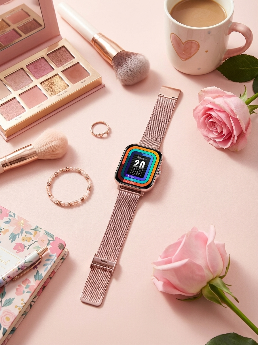 Ladies' activity tracker smartwatch: heart rate monitor, sleep tracking, and step counter.