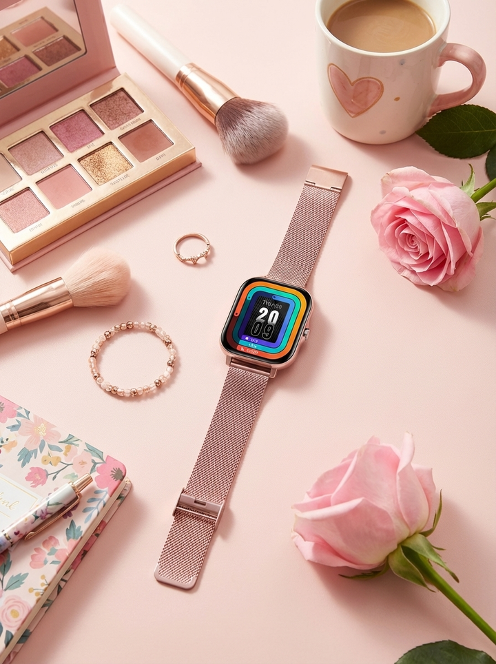Ladies' activity tracker smartwatch: heart rate monitor, sleep tracking, and step counter.