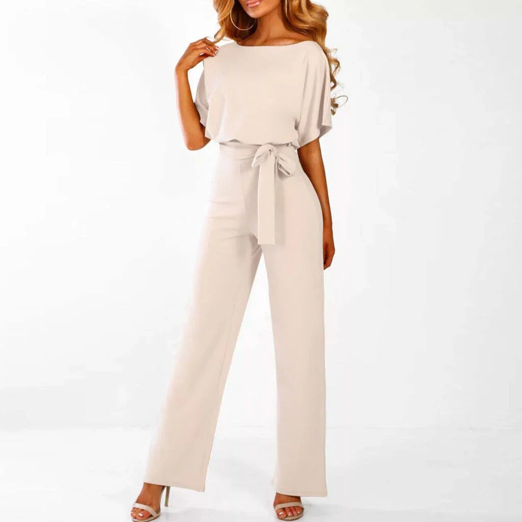 Elegant women's solid color jumpsuit, a stylish and versatile one-piece outfit for parties & date nights.