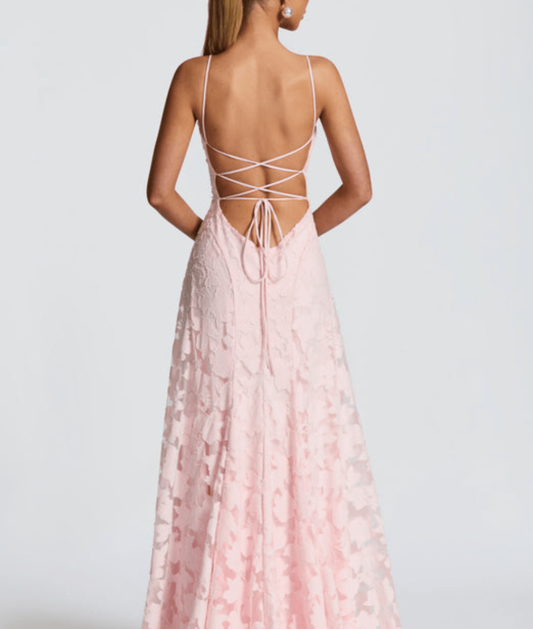 Chic pink spaghetti strap A-line maxi dress for women, light & flowy, perfect for summer parties.
