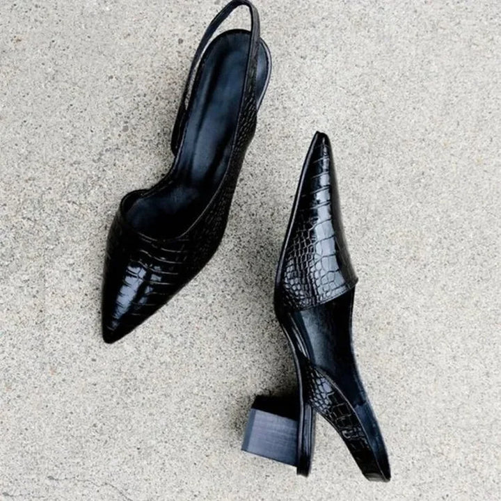 Elegant women's spring block heel pumps in nude, perfect for formal occasions and comfortable all-day wear.
