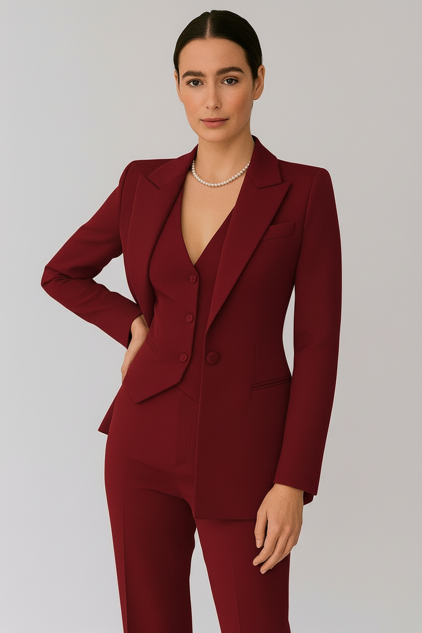 Professional women's elegant suit set, a stylish choice for spring apparel and formalwear.