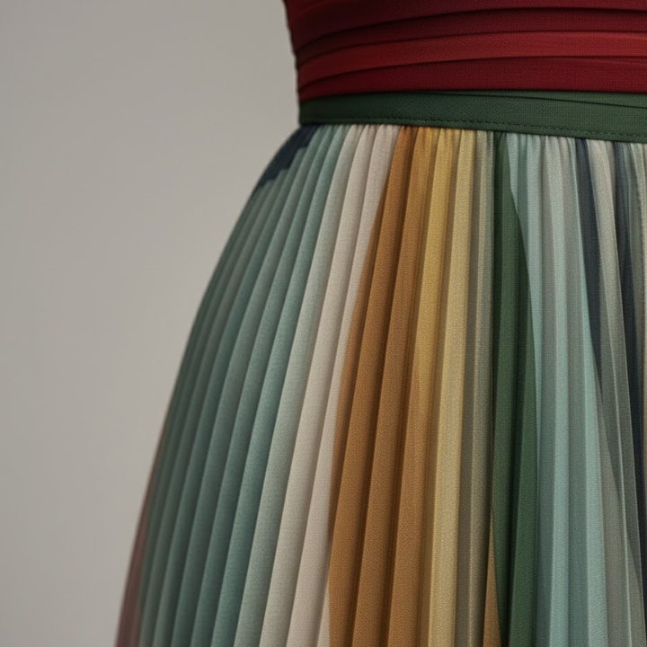 Stylish women's strapless pleated dress. Elegant summer fashion, great for parties, casual, or wedding guest.