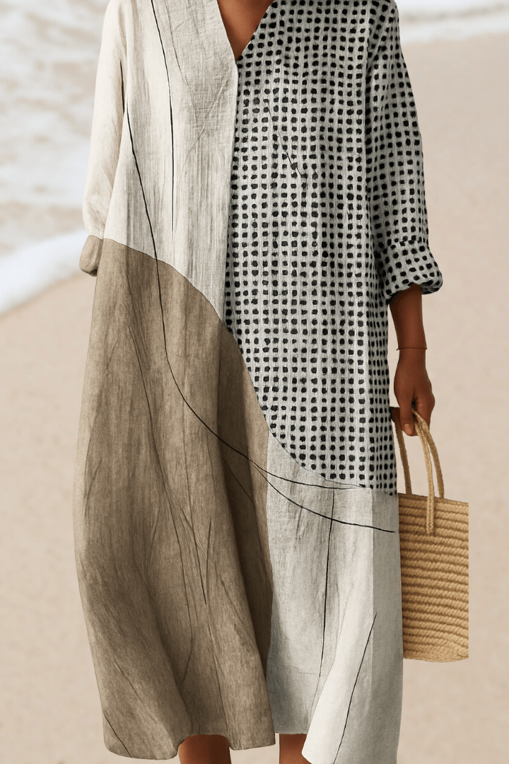 Elegant women's striped colorblock dress. Versatile & comfortable for spring/summer, perfect for day to night.