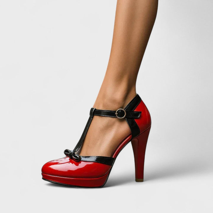 Dressy women's T-strap platform high heels, a must-have for any fashion-forward wardrobe.