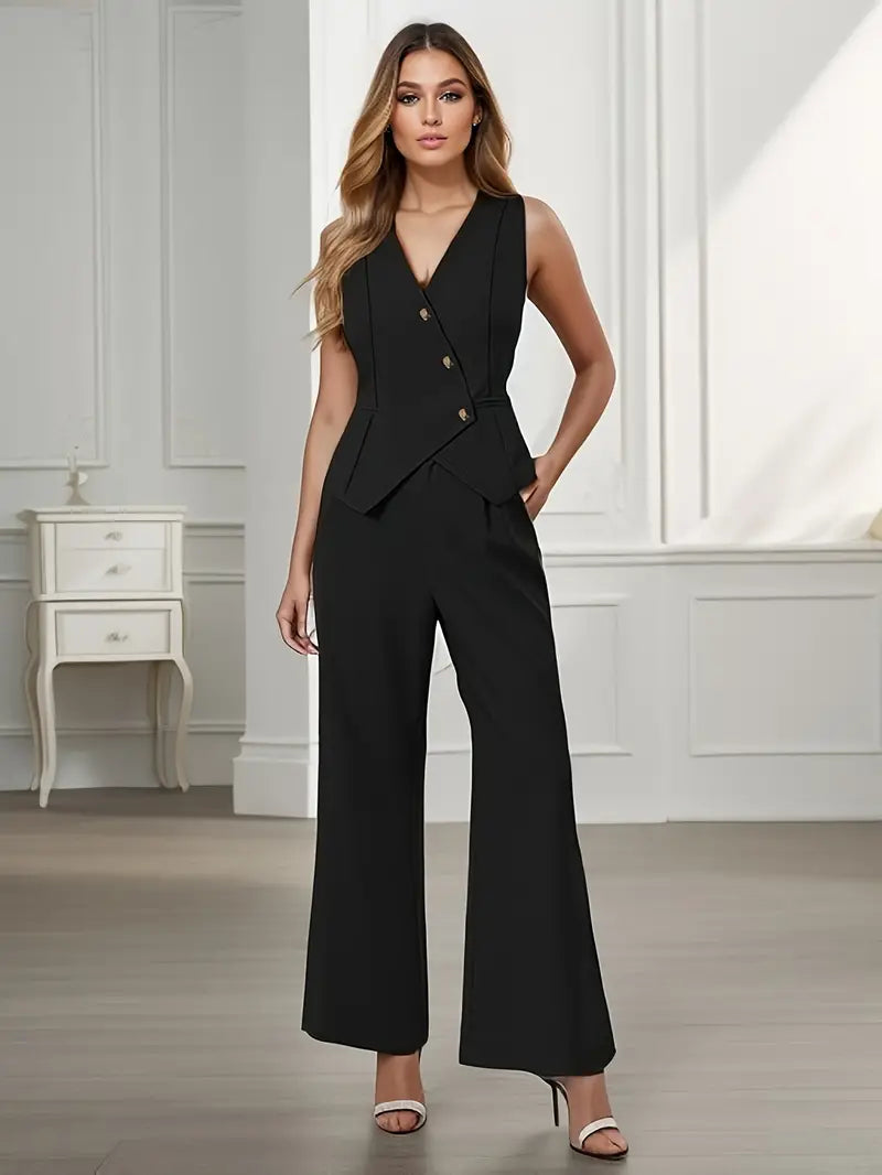 Women's formal tailored trousers set, sleek & elegant. Ideal for professional wear, business meetings, or classic workwear.