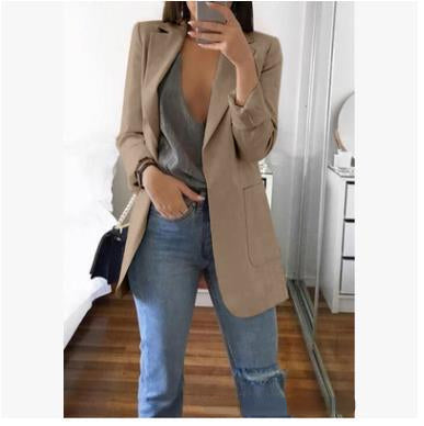 Sophisticated women's tailored blazer jacket, ideal for chic professional fashion and versatile office looks.