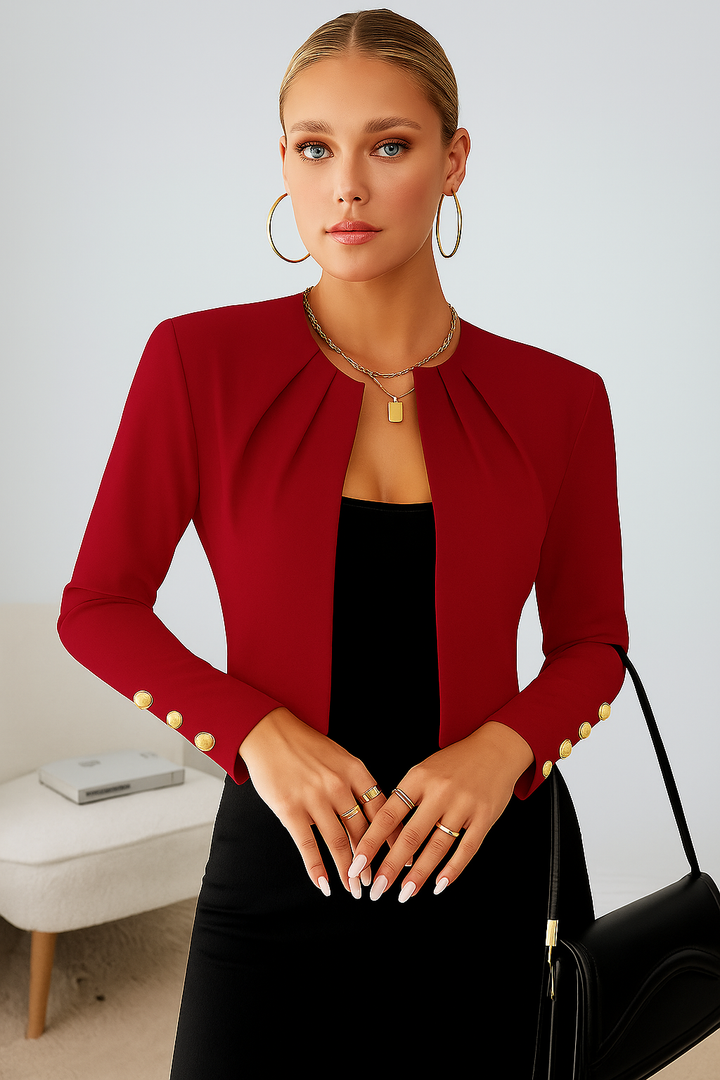 Versatile women's tailored cropped blazer for a sophisticated look, suitable for business, office, and formal wear.