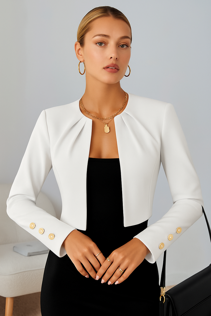 Chic women's tailored cropped blazer, Denise style. Perfect business jacket for a modern, sophisticated look.