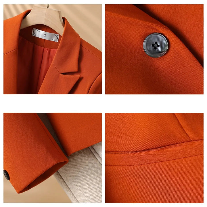 Stylish women's tailored fitted blazer. An elegant long sleeve jacket, perfect for professional office wear or casual chic.