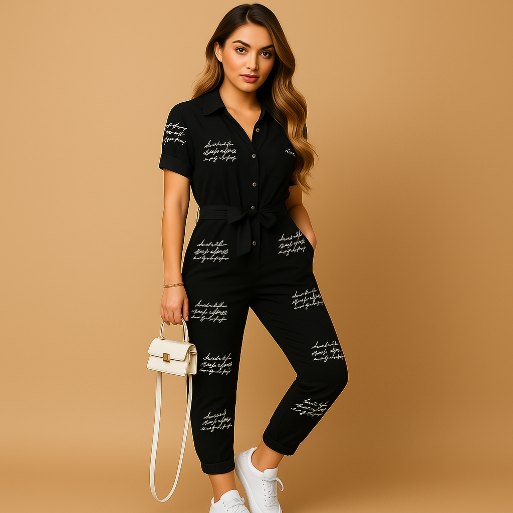 Sophisticated women's tailored jumpsuit, a chic one-piece for elegant evening wear and special occasions.