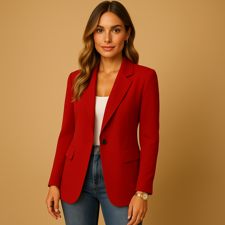 Stylish women's tailored blazer for a professional look. Made with comfortable stretch fabric for workwear.