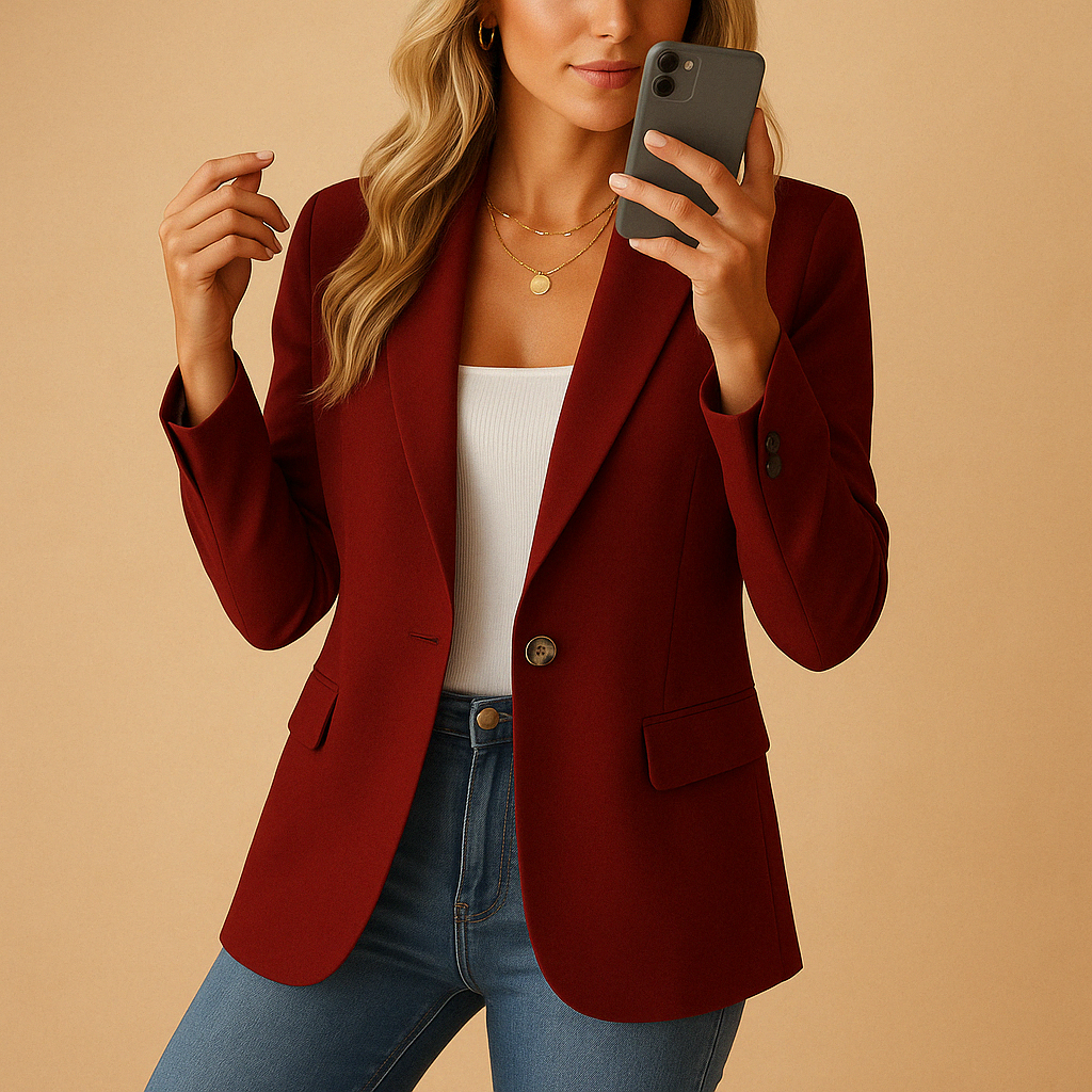 Fashionable women's tailored stretch blazer, offering an elegant fit & comfortable feel for any occasion.