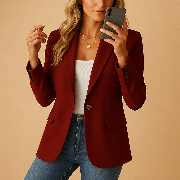 Fashionable women's tailored stretch blazer, offering an elegant fit & comfortable feel for any occasion.