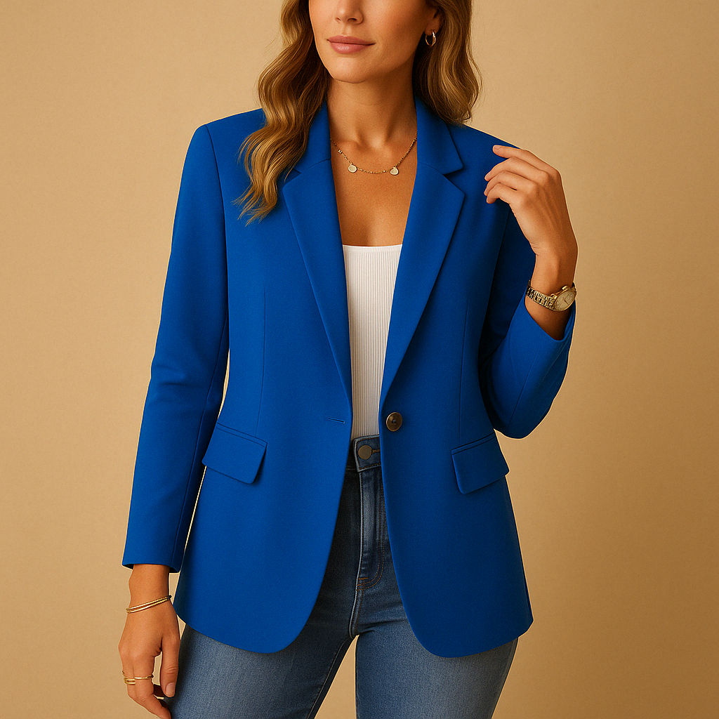 Chic women's stretch fabric blazer, expertly tailored for an elegant silhouette in modern workwear.