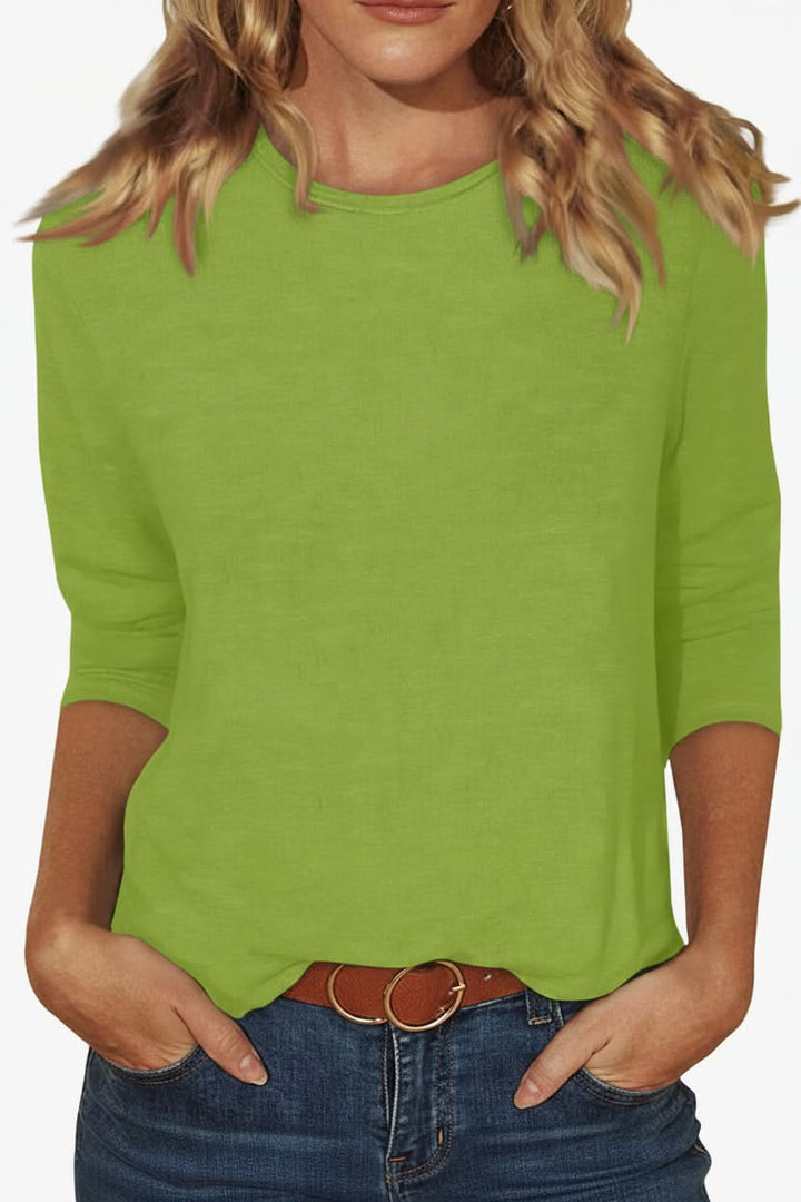 Stylish women's three-quarter sleeve blouse, an elegant evening top or chic casual wear.