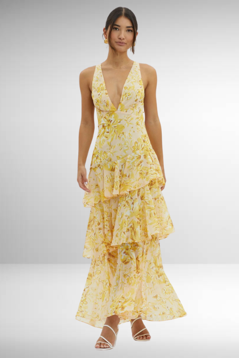 Women's summer floral tiered maxi dress, a flowy and fashionable choice