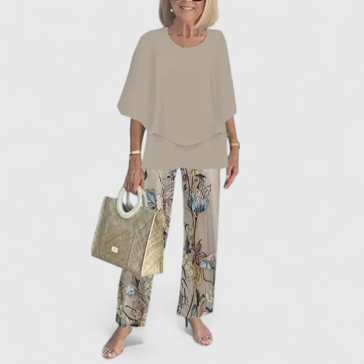 Elegant women's two-piece dress set, chic and versatile for sophisticated spring and summer fashion.